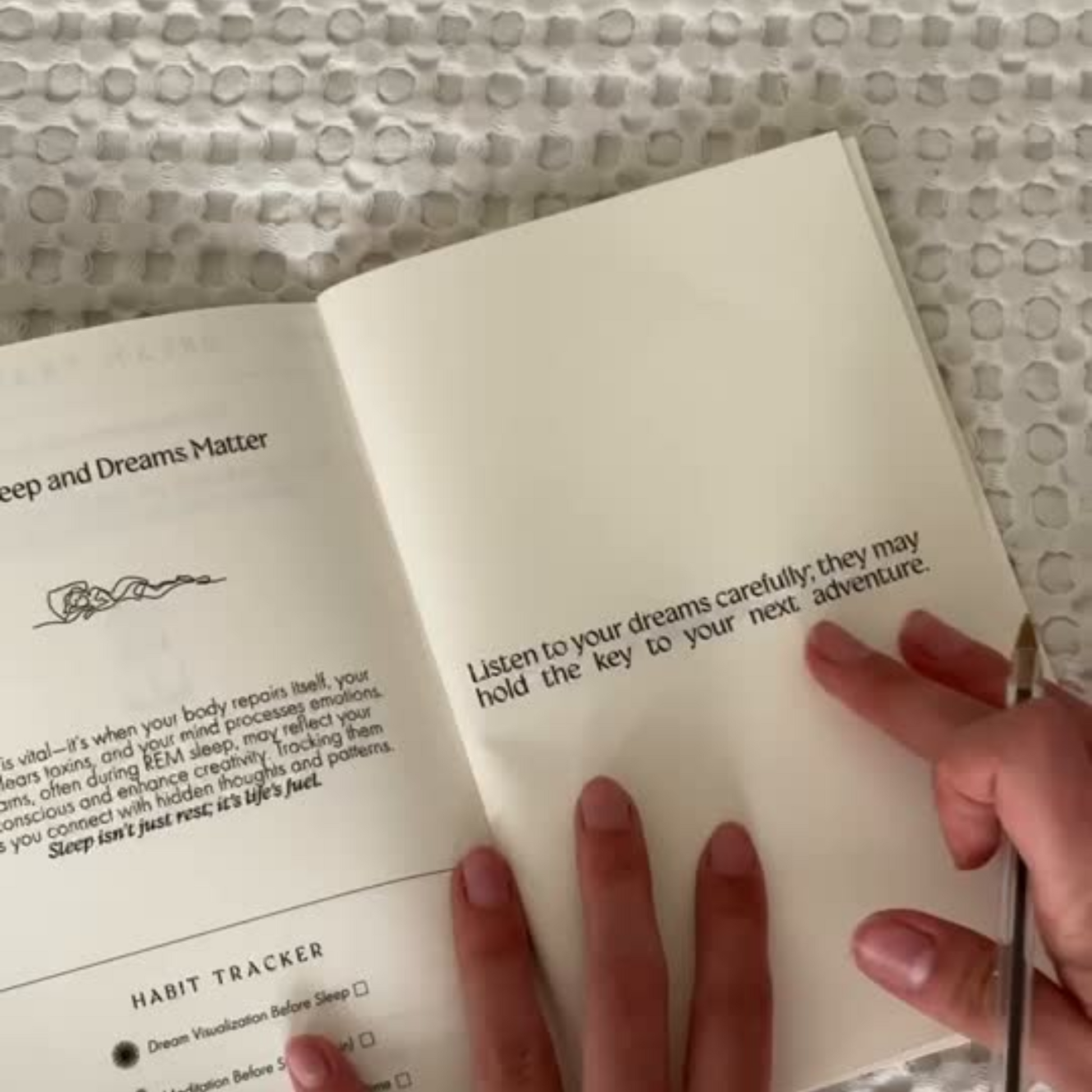 guided Dream Tracker journal for setting, tracking, and reflecting on your dreams