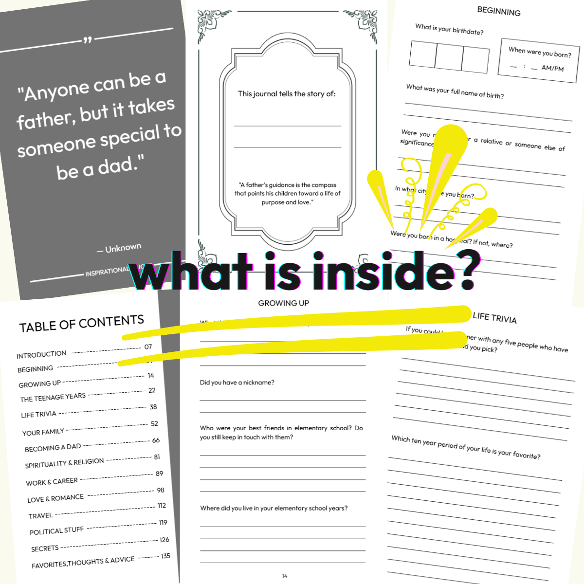 guided prompts for dad's personal memories and life journey