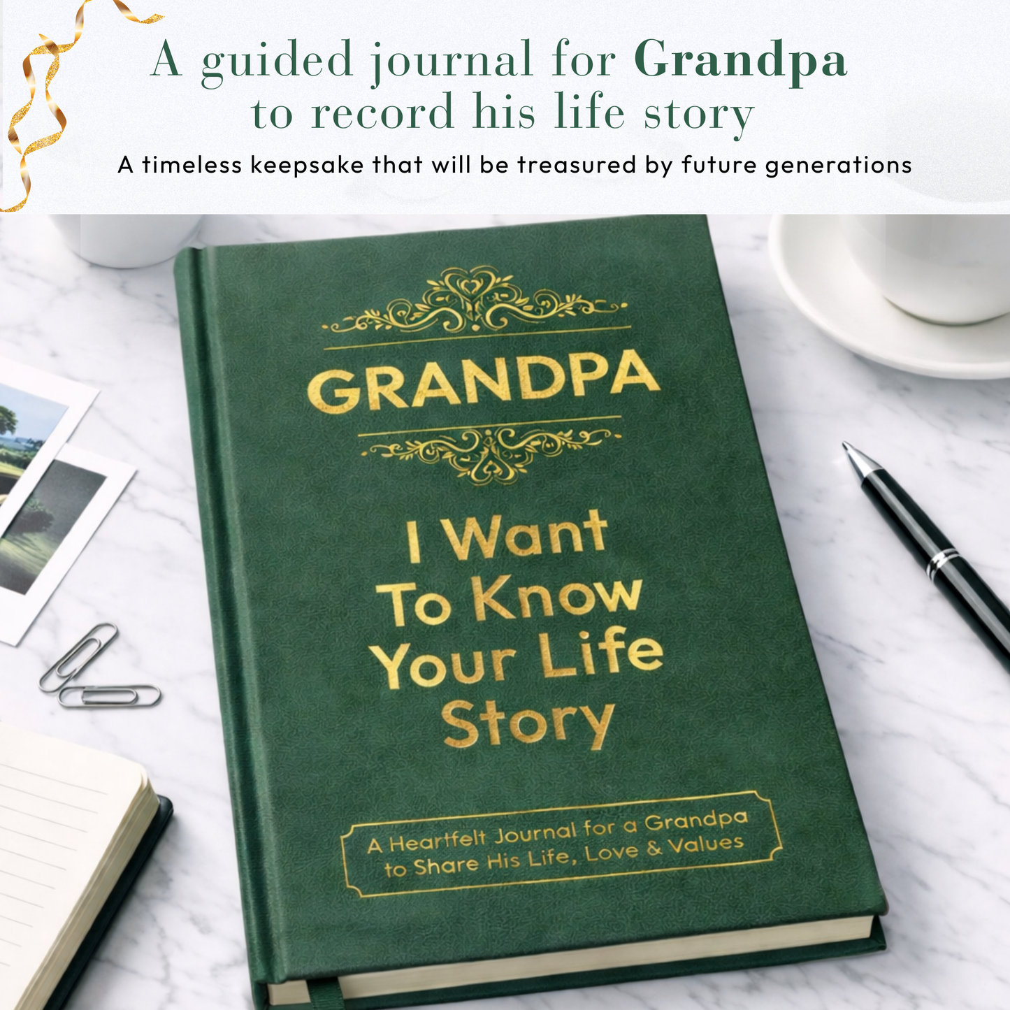 Grandpa I Want to Know Your Life Story Journal Hardcover, Guided Memory Book for Grandpa, Fathers Day Birthday Christmas Keepsake Gift