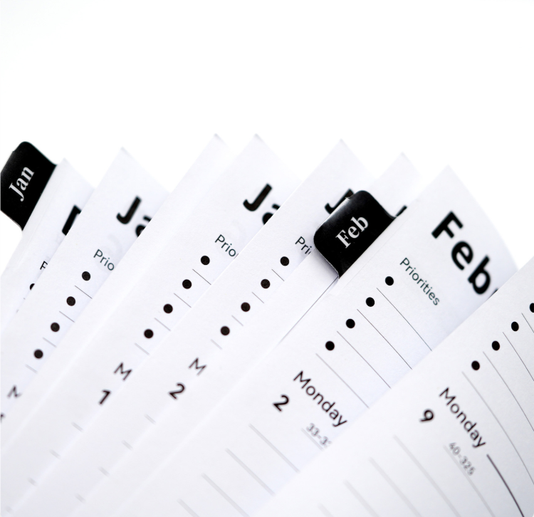 goal-setting paper planner with monthly and weekly sections