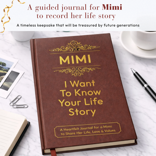 Mimi I Want to Know Your Life Story Journal Hardcover, Guided Memory Book for Mimi, Mothers Day Birthday Christmas Keepsake Gift