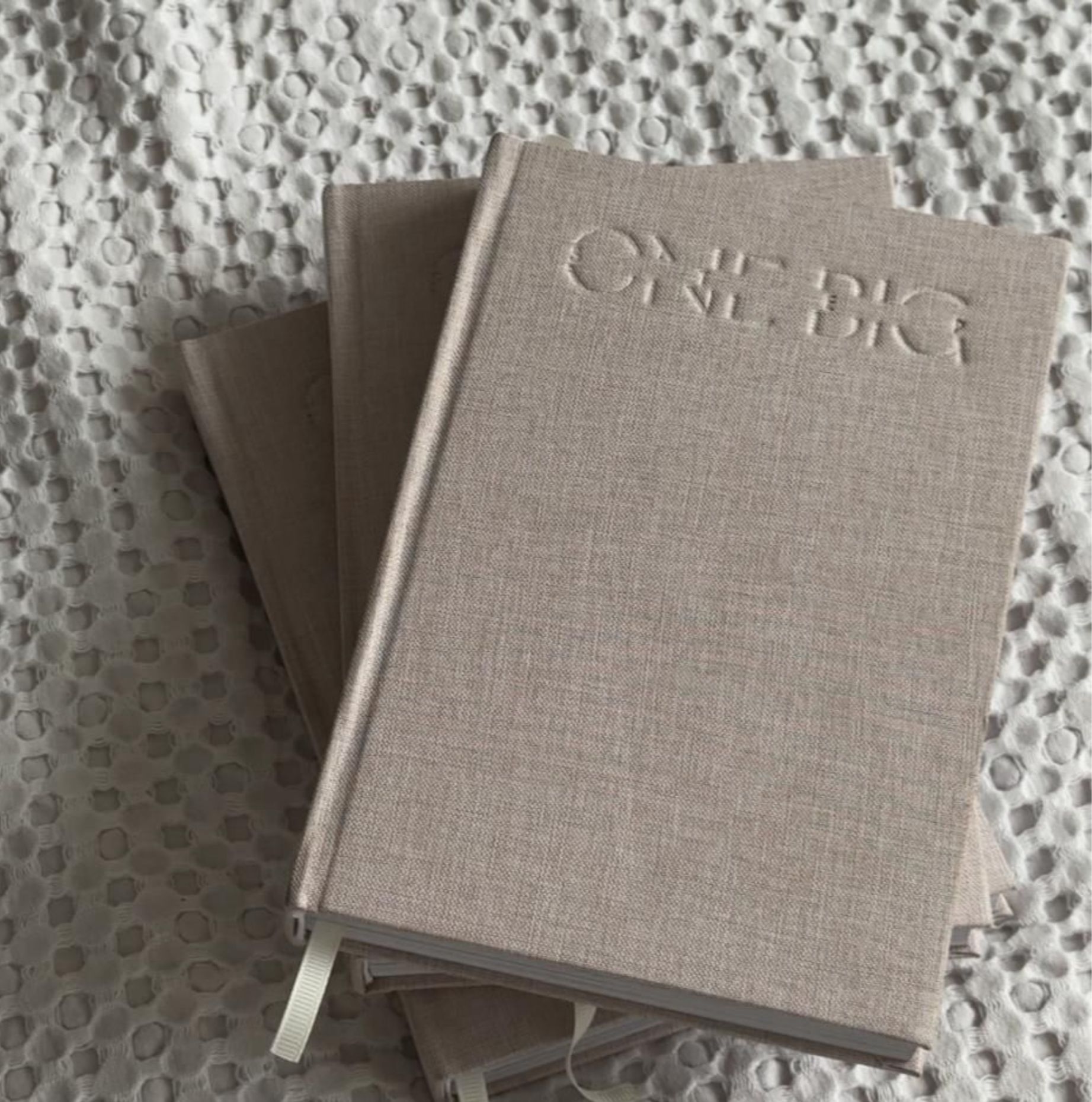 premium linen One Big Step journal with deboss logo print