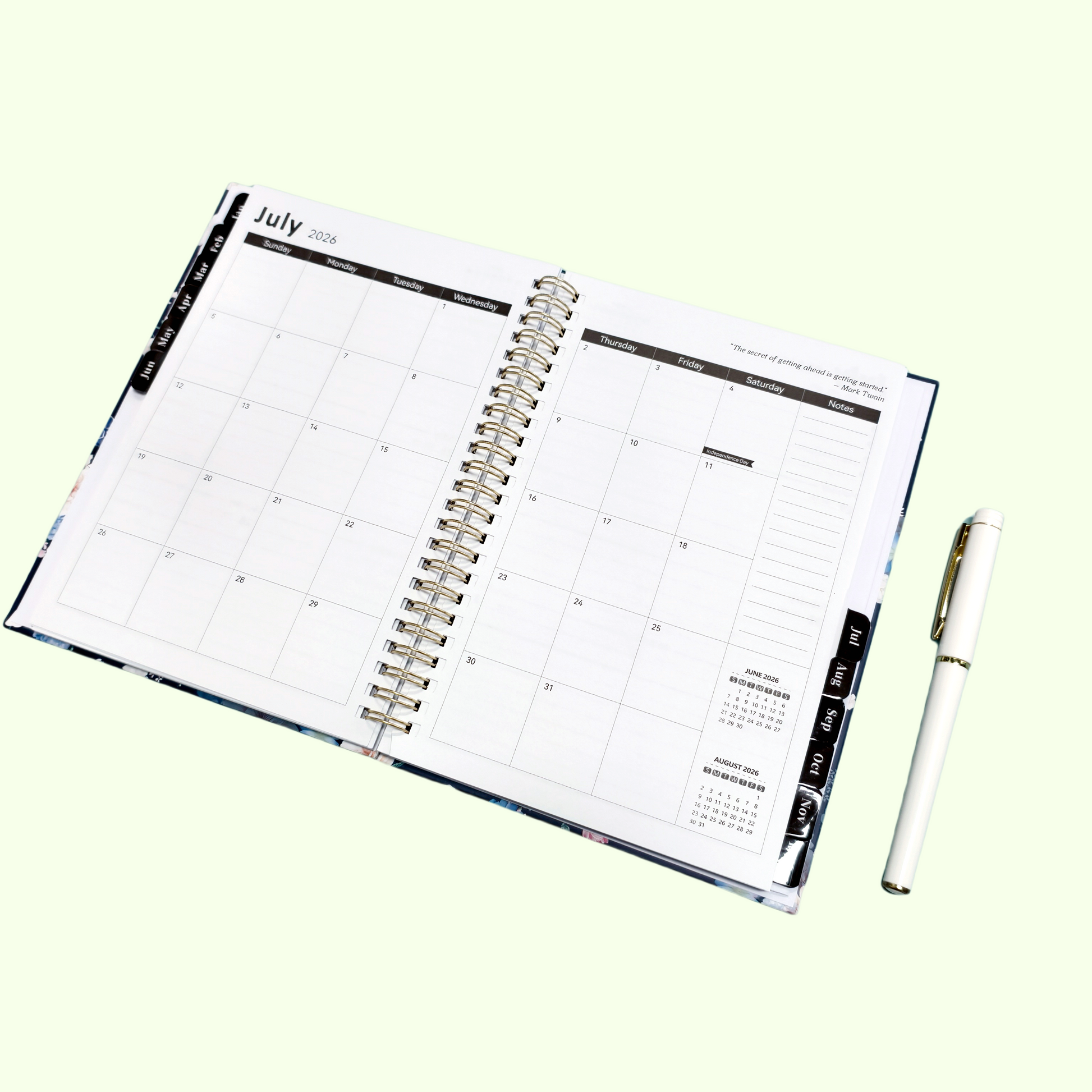 interactive paper planner with space for notes, appointments, and goals