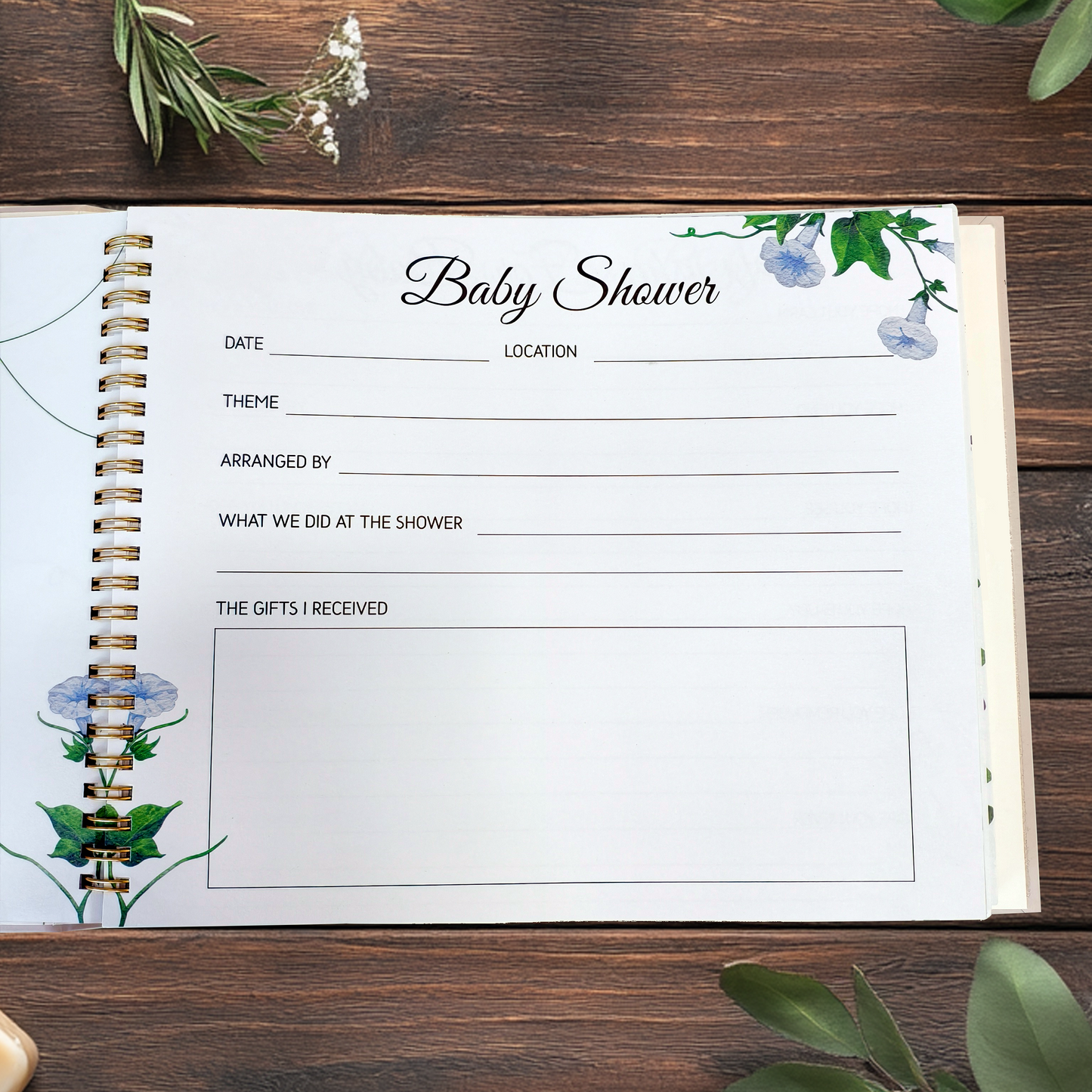 pregnancy journal with space for writing down experiences and baby’s growth