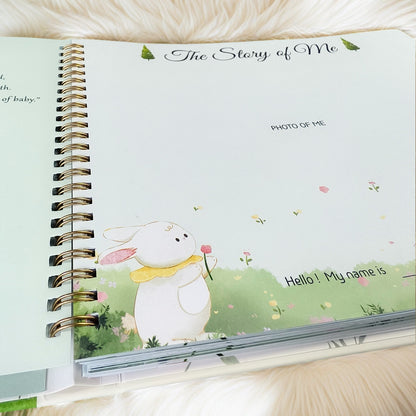 guided baby book with prompts for documenting baby's milestones
