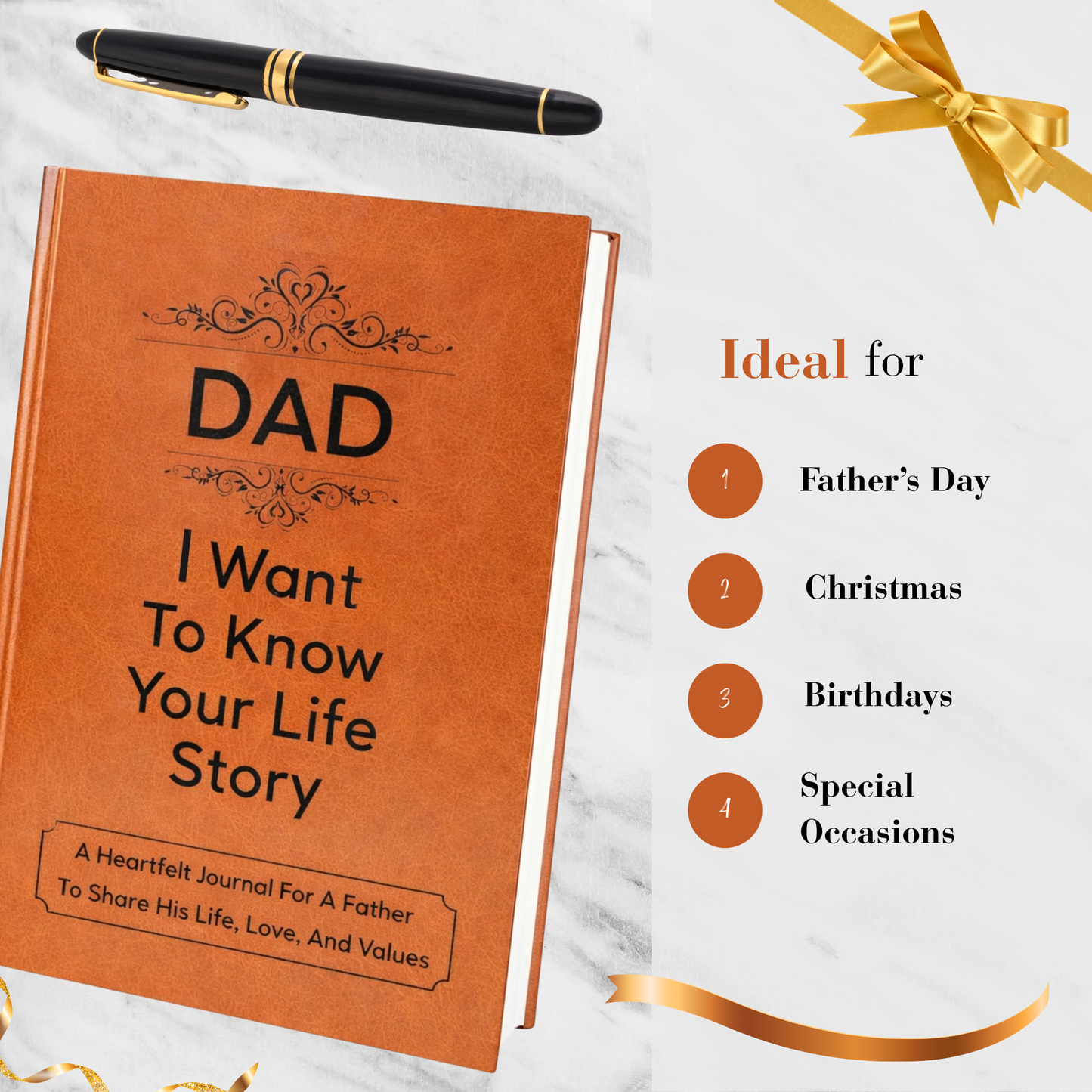 Dad I Want to Know Your Life Story Journal Hardcover, Guided Memory Book for Dad, Fathers Day Birthday Christmas Keepsake Gift