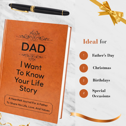 Dad I Want to Know Your Life Story Journal Hardcover, Guided Memory Book for Dad, Fathers Day Birthday Christmas Keepsake Gift