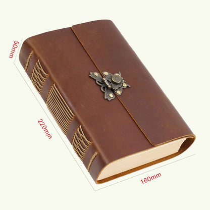 Genuine Crazy Horse Leather Journal – Handmade Vintage Notebook for Writing, Travel, and Gifts