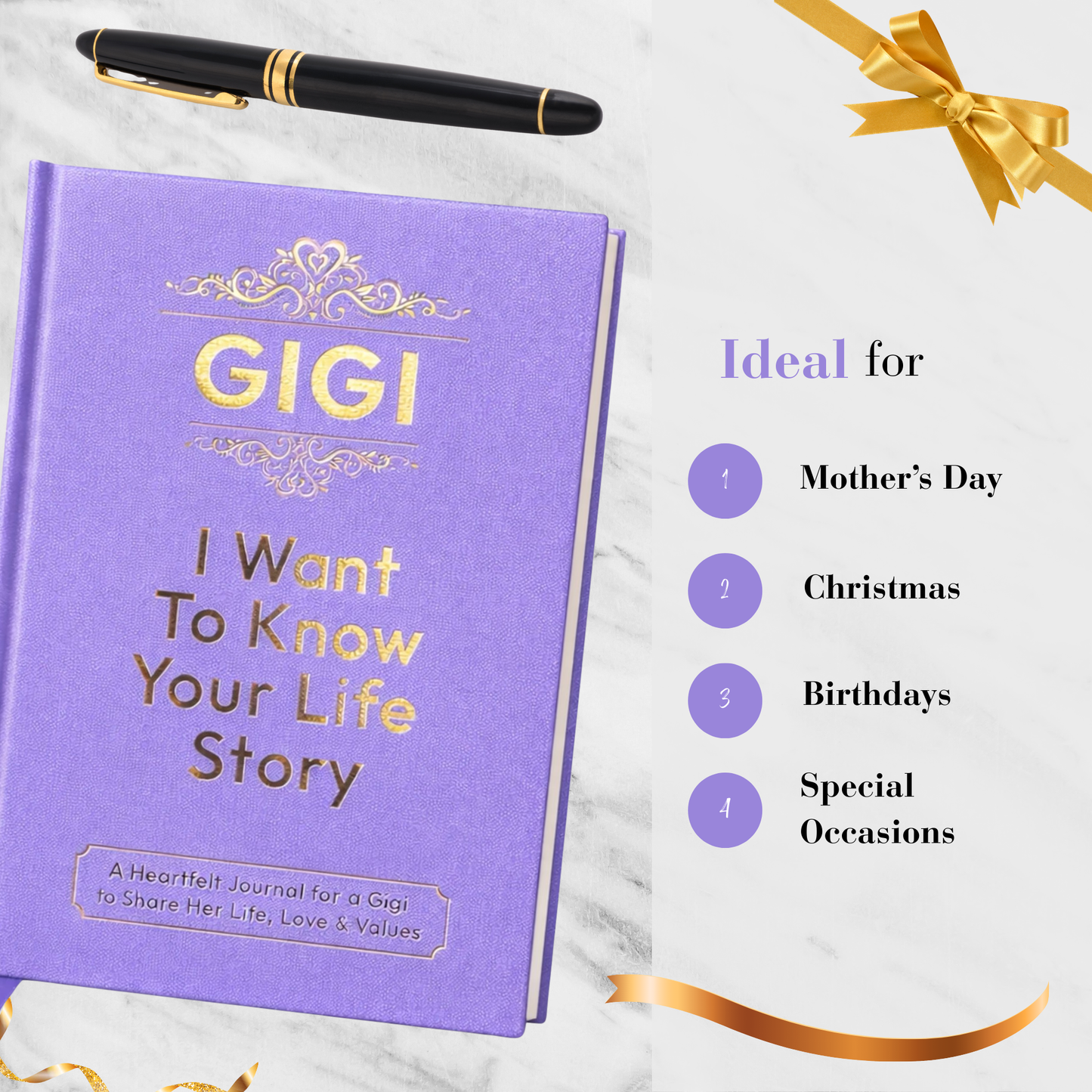 Gigi I Want to Know Your Life Story Journal Hardcover, Guided Memory Book for Gigi, Mothers Day Birthday Christmas Keepsake Gift