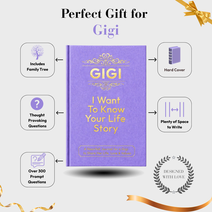 Gigi I Want to Know Your Life Story Journal Hardcover, Guided Memory Book for Gigi, Mothers Day Birthday Christmas Keepsake Gift