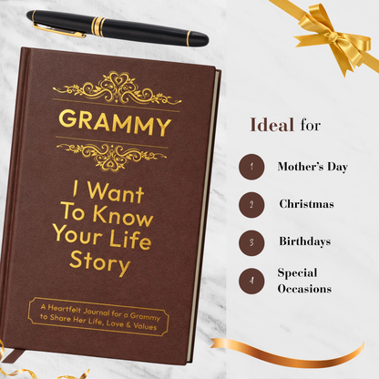 Grammy I Want to Know Your Life Story Journal Hardcover, Guided Memory Book for Grammy, Mothers Day Birthday Christmas Keepsake Gift
