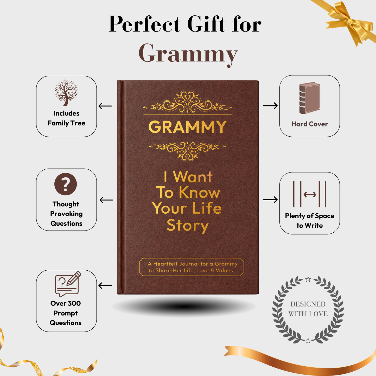 Grammy I Want to Know Your Life Story Journal Hardcover, Guided Memory Book for Grammy, Mothers Day Birthday Christmas Keepsake Gift