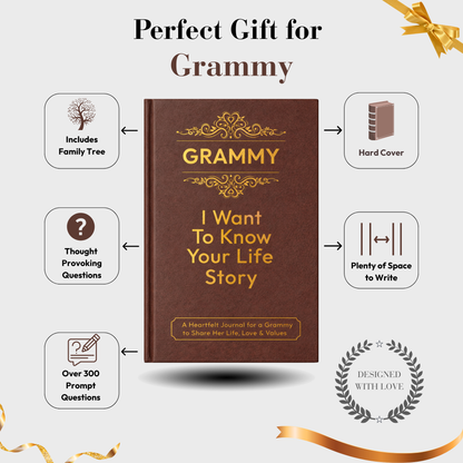 Grammy I Want to Know Your Life Story Journal Hardcover, Guided Memory Book for Grammy, Mothers Day Birthday Christmas Keepsake Gift