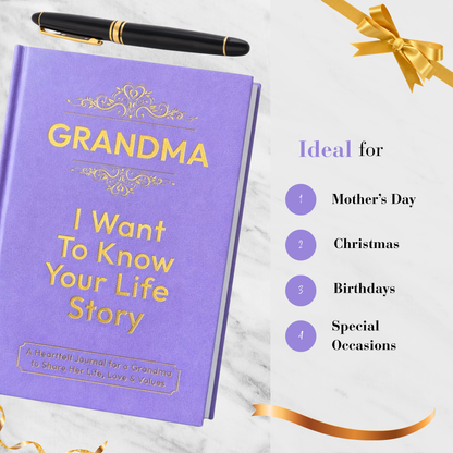 Grandma I Want to Know Your Life Story Journal Hardcover, Guided Memory Book for Grandma, Mothers Day Birthday Christmas Keepsake Gift