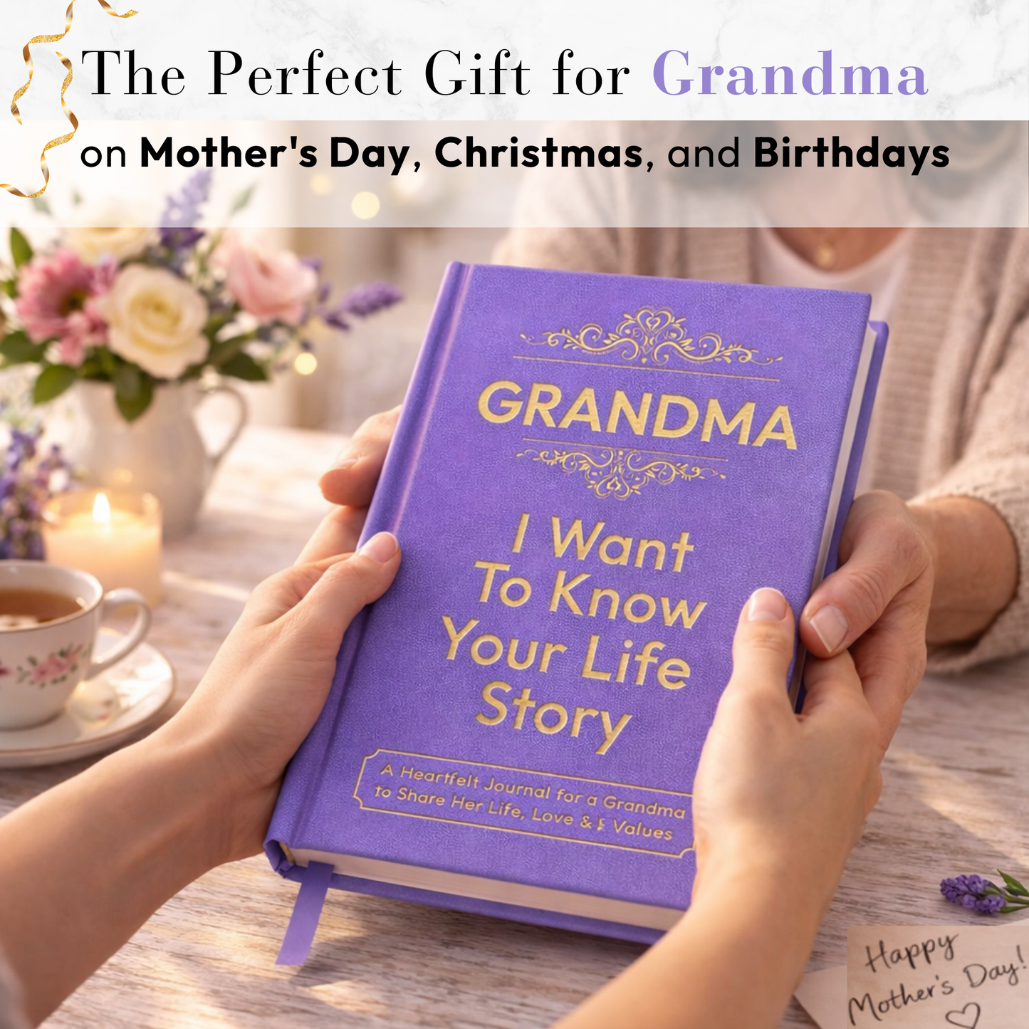 Grandma I Want to Know Your Life Story Journal Hardcover, Guided Memory Book for Grandma, Mothers Day Birthday Christmas Keepsake Gift