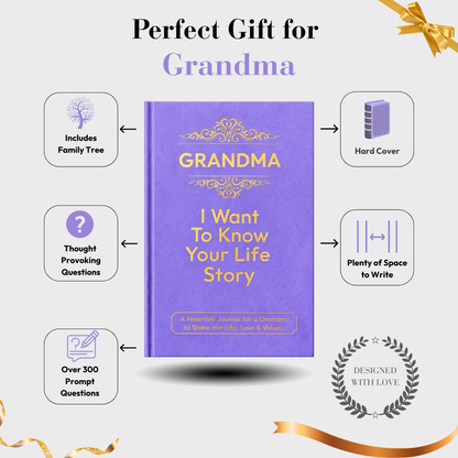 Grandma I Want to Know Your Life Story Journal Hardcover, Guided Memory Book for Grandma, Mothers Day Birthday Christmas Keepsake Gift