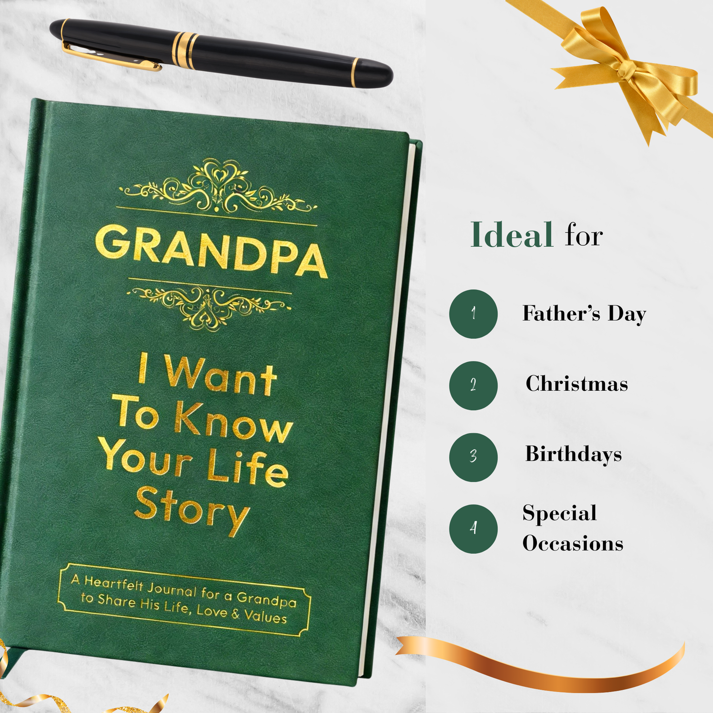 Grandpa I Want to Know Your Life Story Journal Hardcover, Guided Memory Book for Grandpa, Fathers Day Birthday Christmas Keepsake Gift