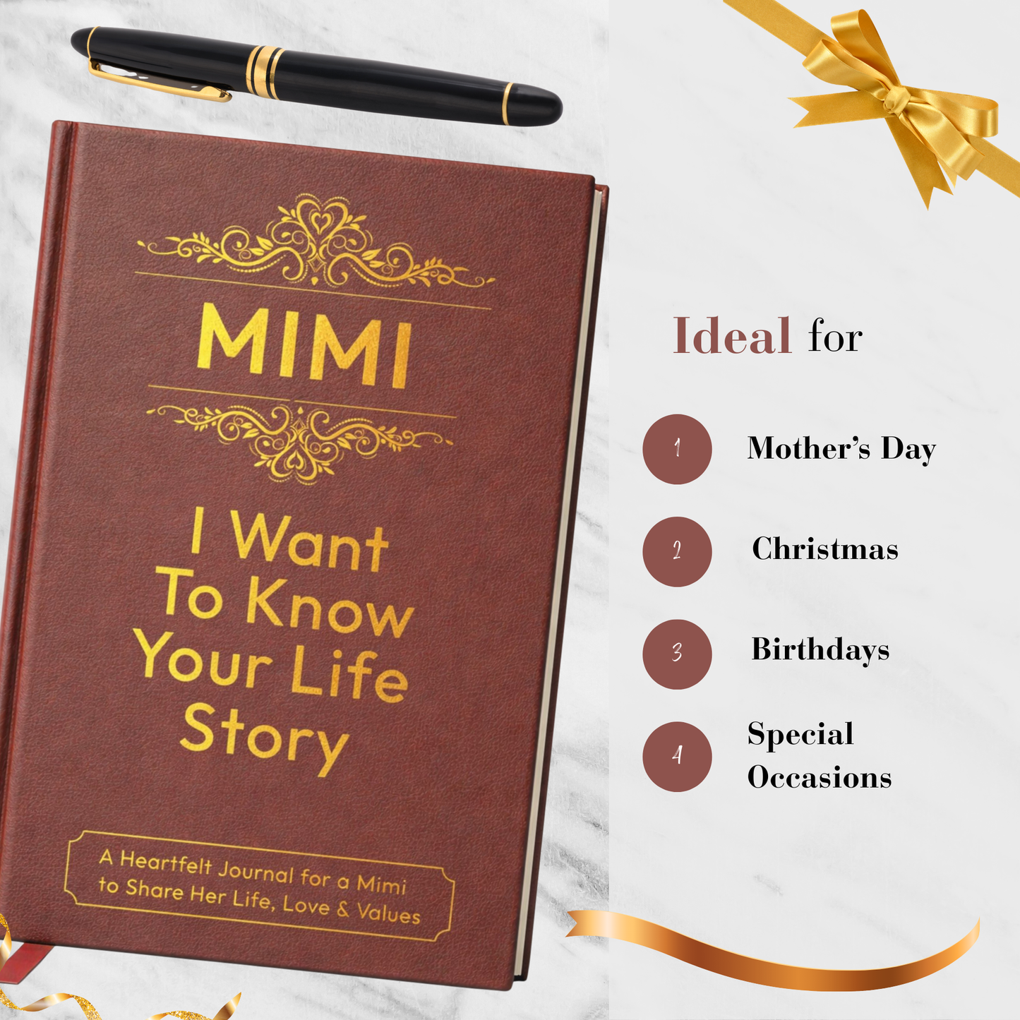 Mimi I Want to Know Your Life Story Journal Hardcover, Guided Memory Book for Mimi, Mothers Day Birthday Christmas Keepsake Gift
