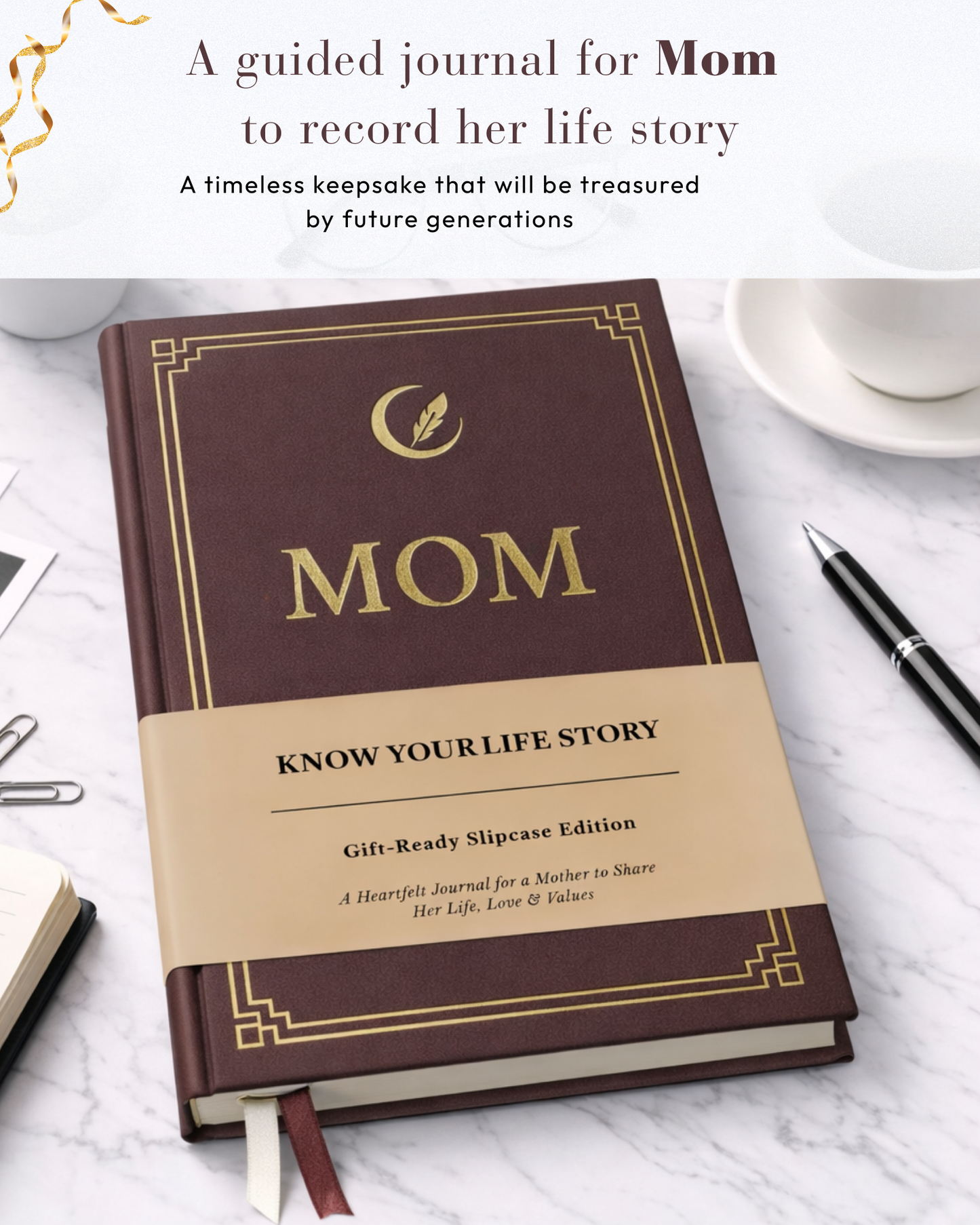 Mom's Life Story Journal Hardcover with Slipcase