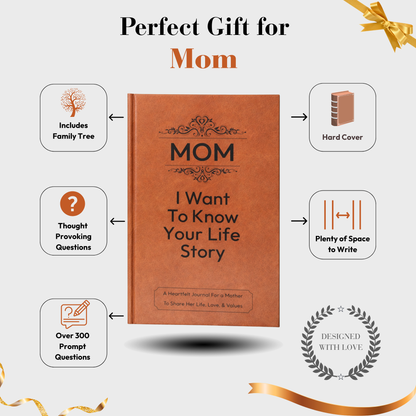Mom I Want to Know Your Life Story Journal Hardcover, Guided Memory Book for Mom, Mothers Day Birthday Christmas Keepsake Gift