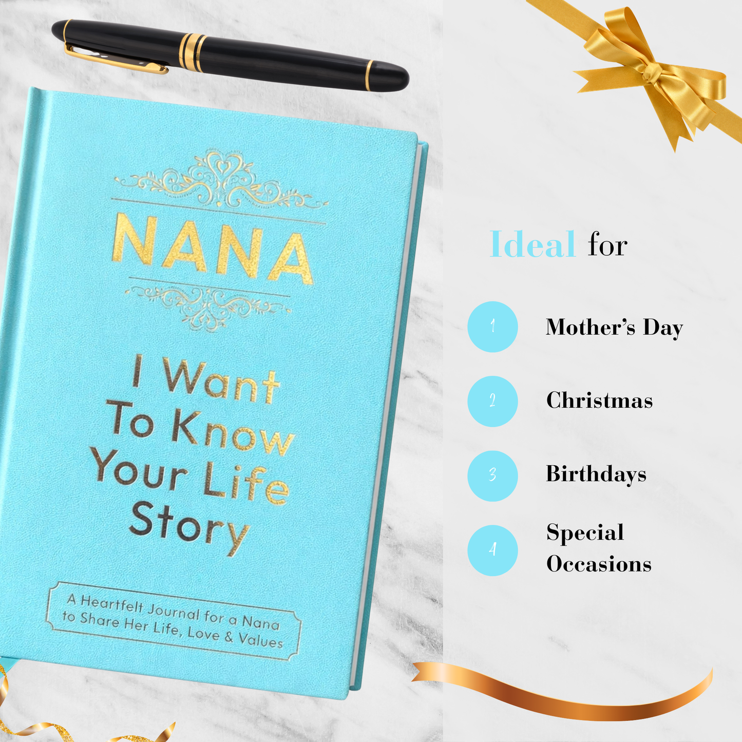 Nana I Want to Know Your Life Story Journal Hardcover, Guided Memory Book for Nana, Mothers Day Birthday Christmas Keepsake Gift