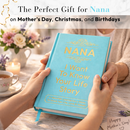 Nana I Want to Know Your Life Story Journal Hardcover, Guided Memory Book for Nana, Mothers Day Birthday Christmas Keepsake Gift
