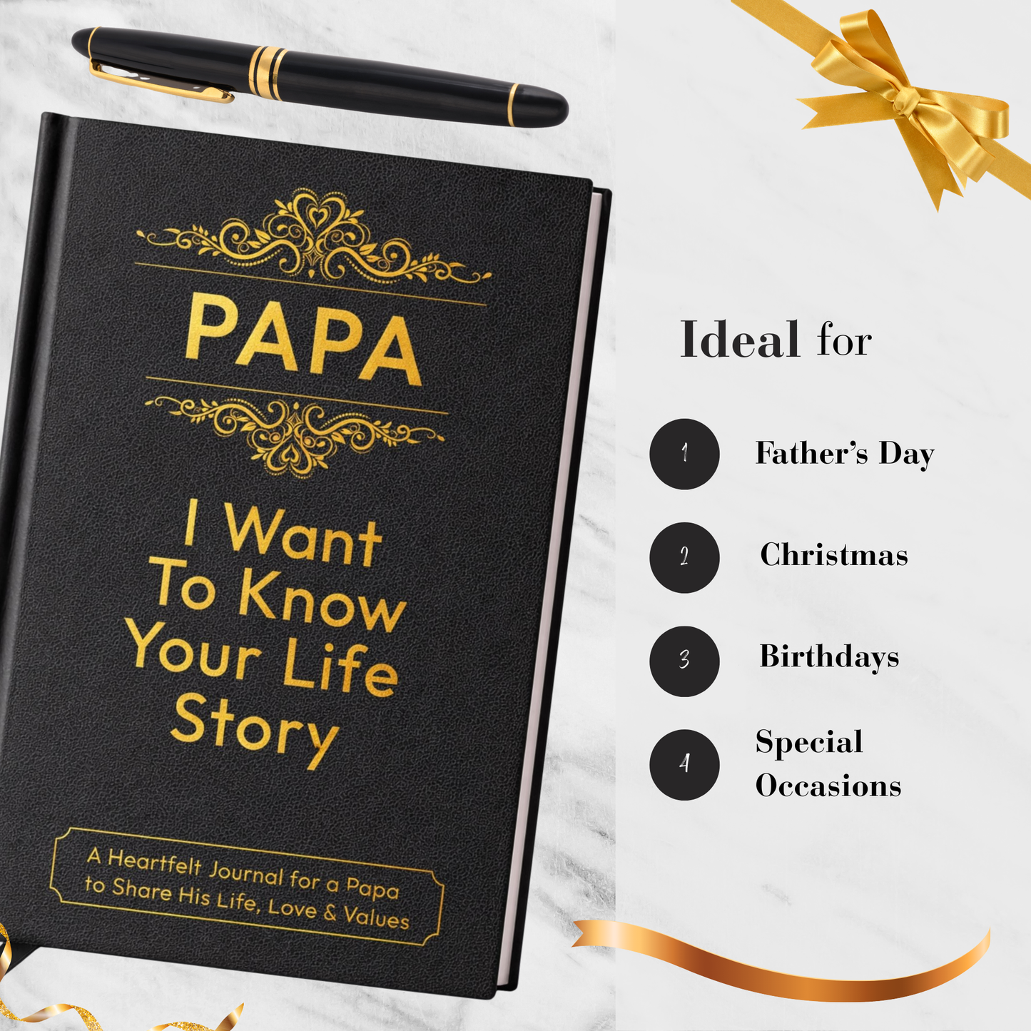 Papa I Want to Know Your Life Story Journal Hardcover, Guided Memory Book for Papa, Fathers Day Birthday Christmas Keepsake Gift