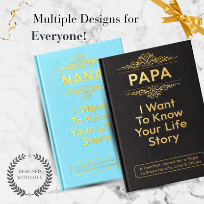 Papa I Want to Know Your Life Story Journal Hardcover, Guided Memory Book for Papa, Fathers Day Birthday Christmas Keepsake Gift