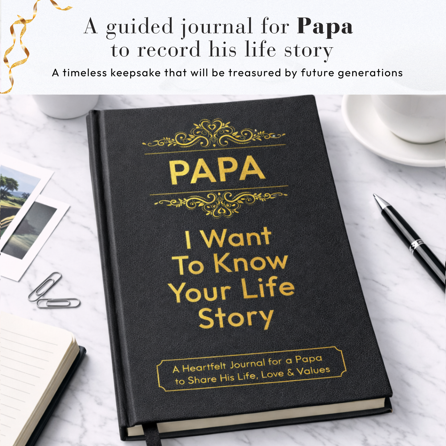 Papa I Want to Know Your Life Story Journal Hardcover, Guided Memory Book for Papa, Fathers Day Birthday Christmas Keepsake Gift